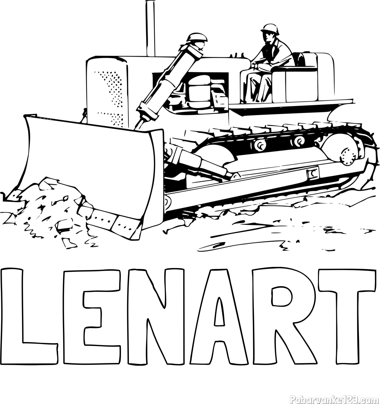Pobarvanka imena LENART in pobarvanka buldožerja