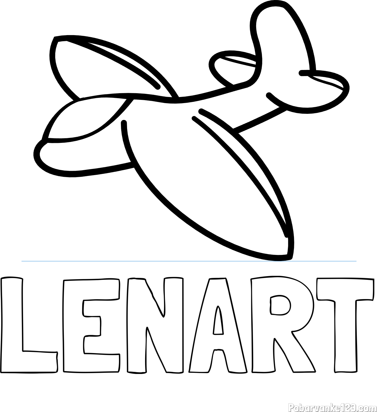 Pobarvanka imena LENART in pobarvanka majhnega letala