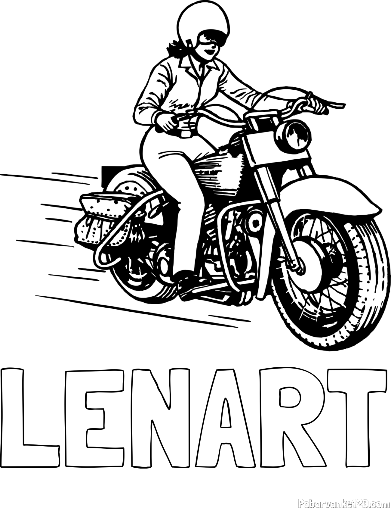 Pobarvanka imena LENART in pobarvanka motorja ter motoristke