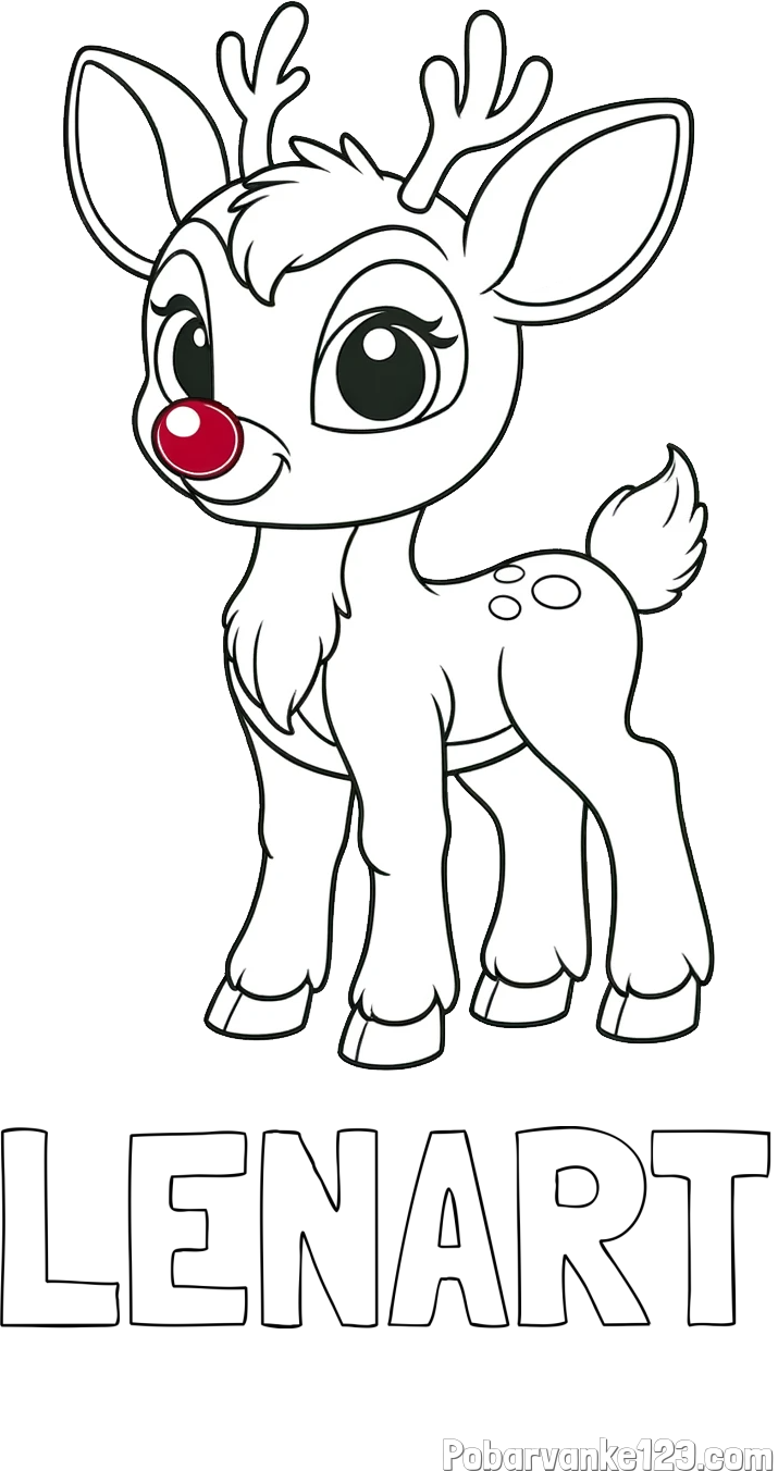 Pobarvanka imena LENART in pobarvanka nasmejanega jelenčka Rudolfa