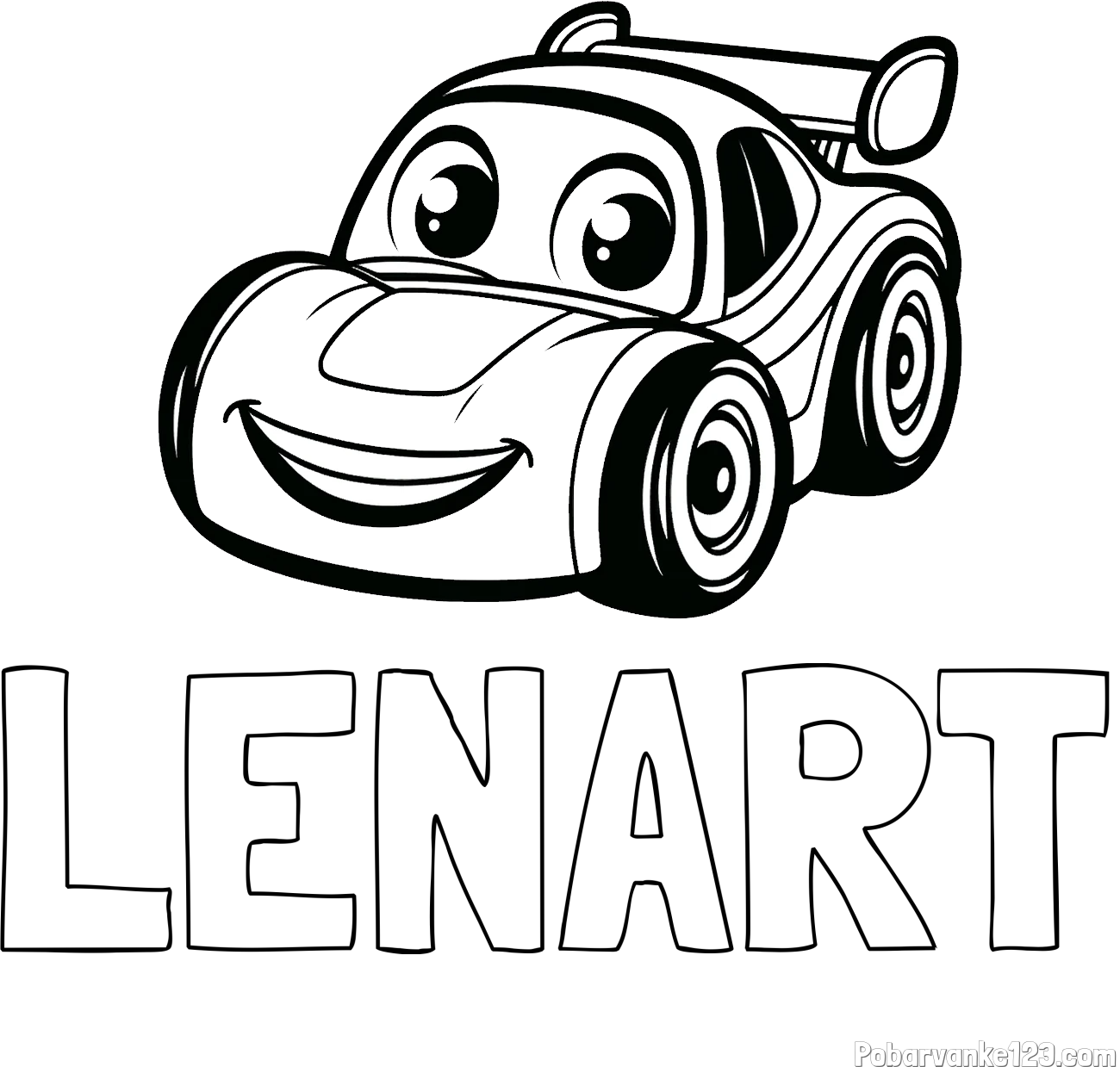 Pobarvanka imena LENART in pobarvanka otroškega avtomobila