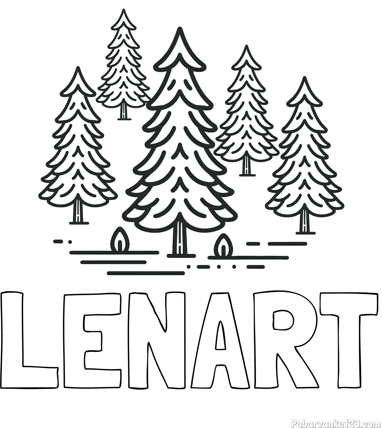 Pobarvanka imena LENART in pobarvanka smrek