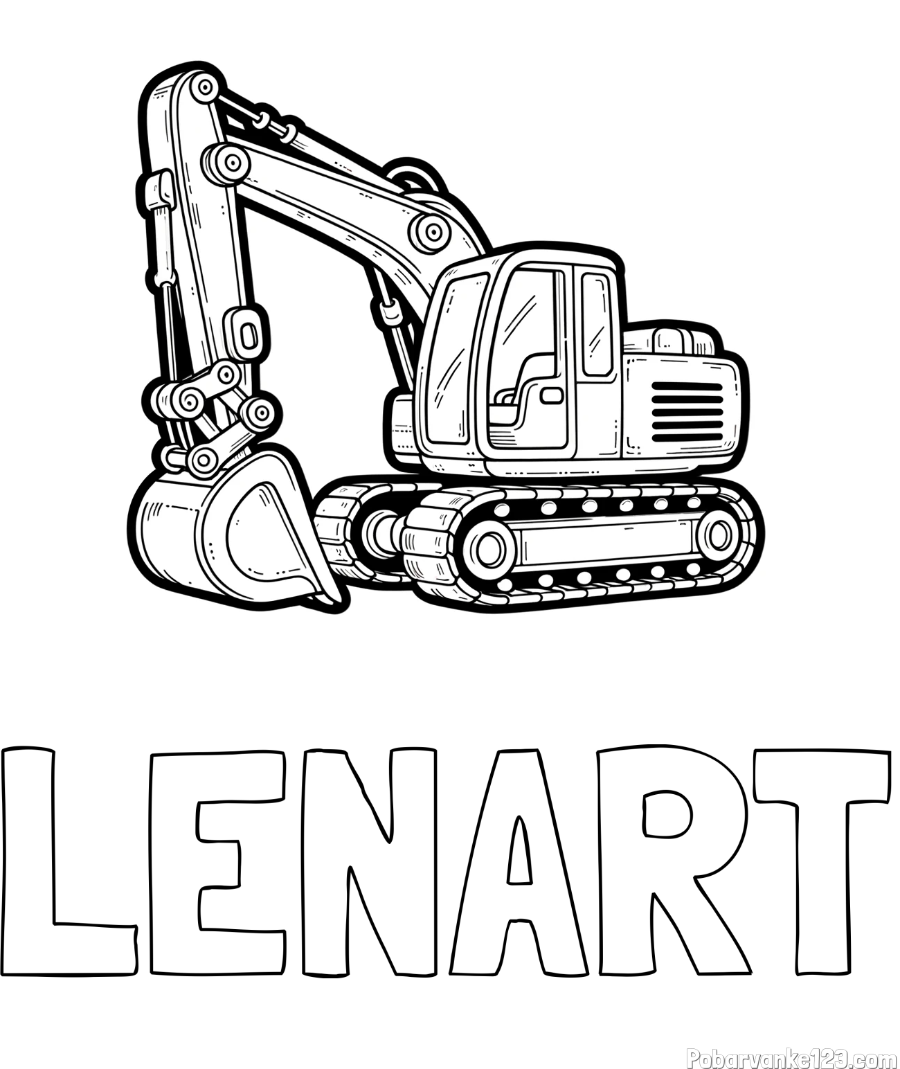 Pobarvanka imena LENART in pobarvanka velikega delovnega stroja - bagra