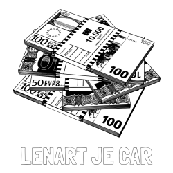 Online izdelana pobarvanka - Pobarvanka imena LENART JE CAR in pobarvanka evrskih bankovcev