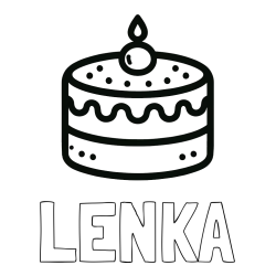 Online izdelana pobarvanka - Pobarvanka imena LENKA in otroška pobarvanka majhne torte