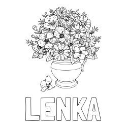 Online izdelana pobarvanka - Pobarvanka imena LENKA in pobarvanka cvetja v vazi