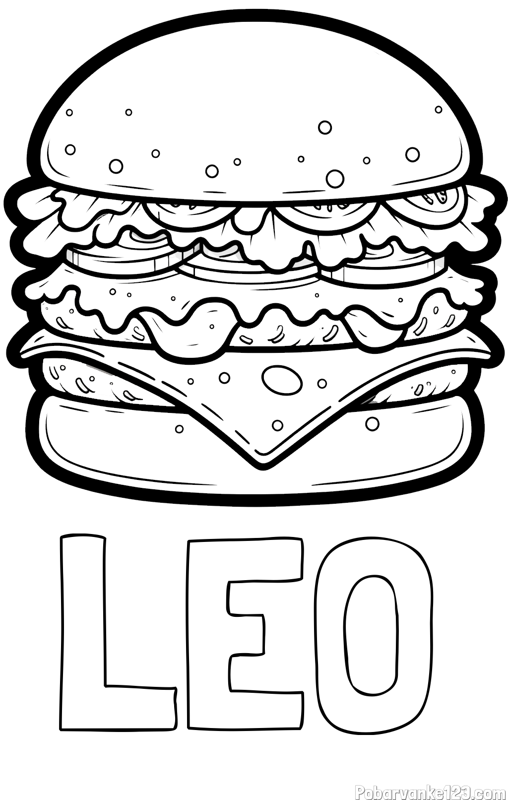 Pobarvanka imena LEO in pobarvanka hamburger