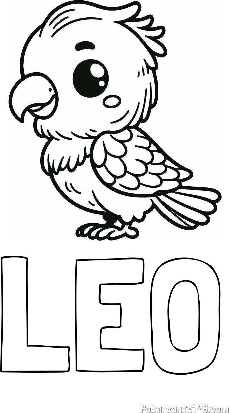 Pobarvanka imena LEO in pobarvanka ljubkega papagaja
