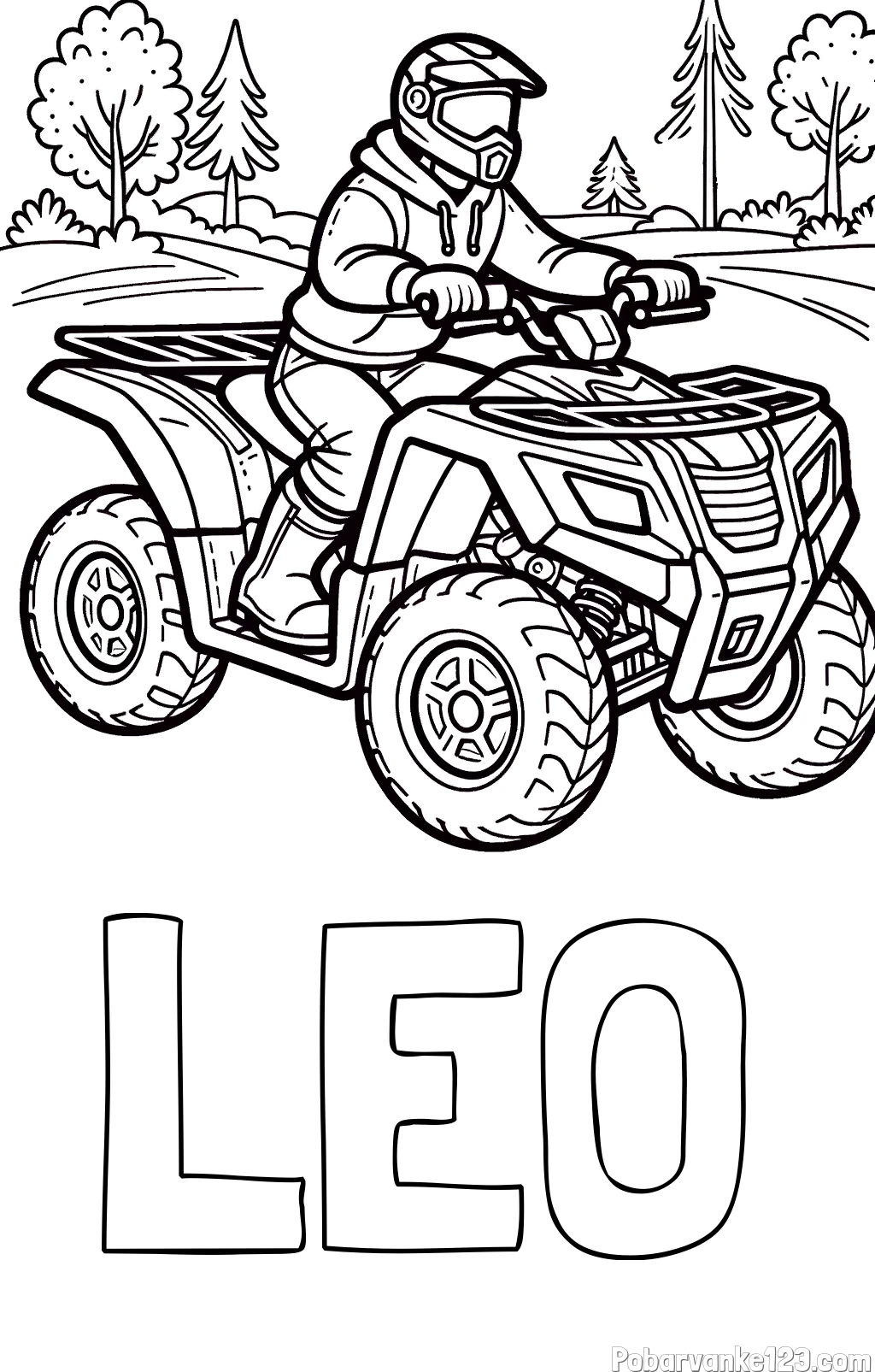 Pobarvanka imena LEO in pobarvanka motorista na štirikolesniku