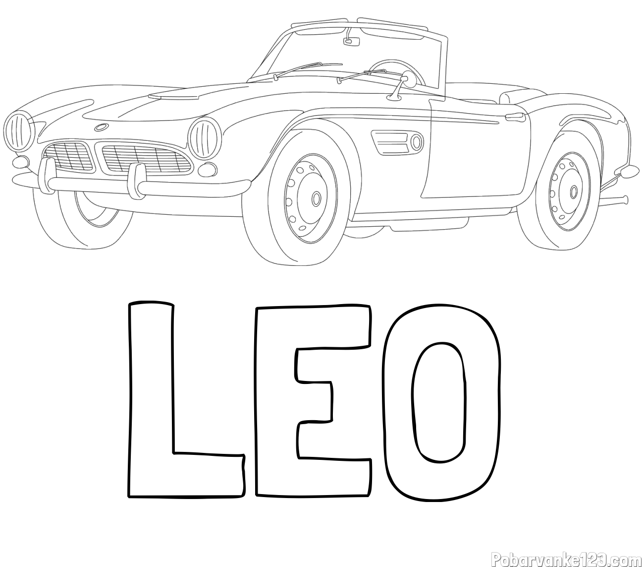 Pobarvanka imena LEO in pobarvnaka starega BMW
