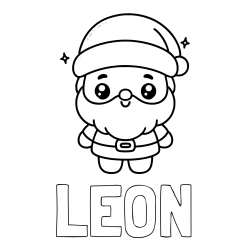 Pobarvanka imena LEON in enostavna otroška pobarvanka Božička