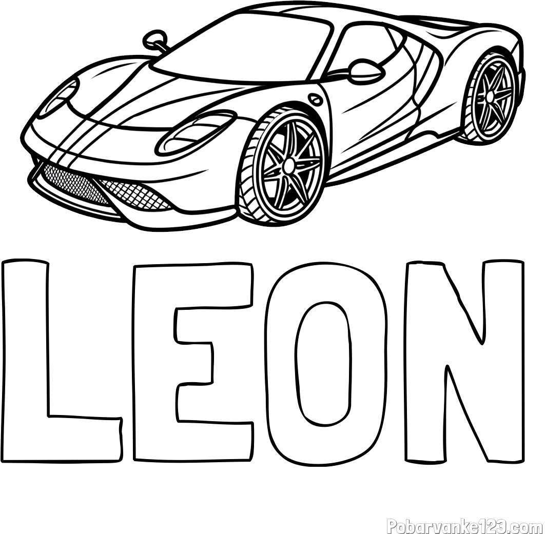 Pobarvanka imena LEON in pobarvanka dirkalnega avtomobila