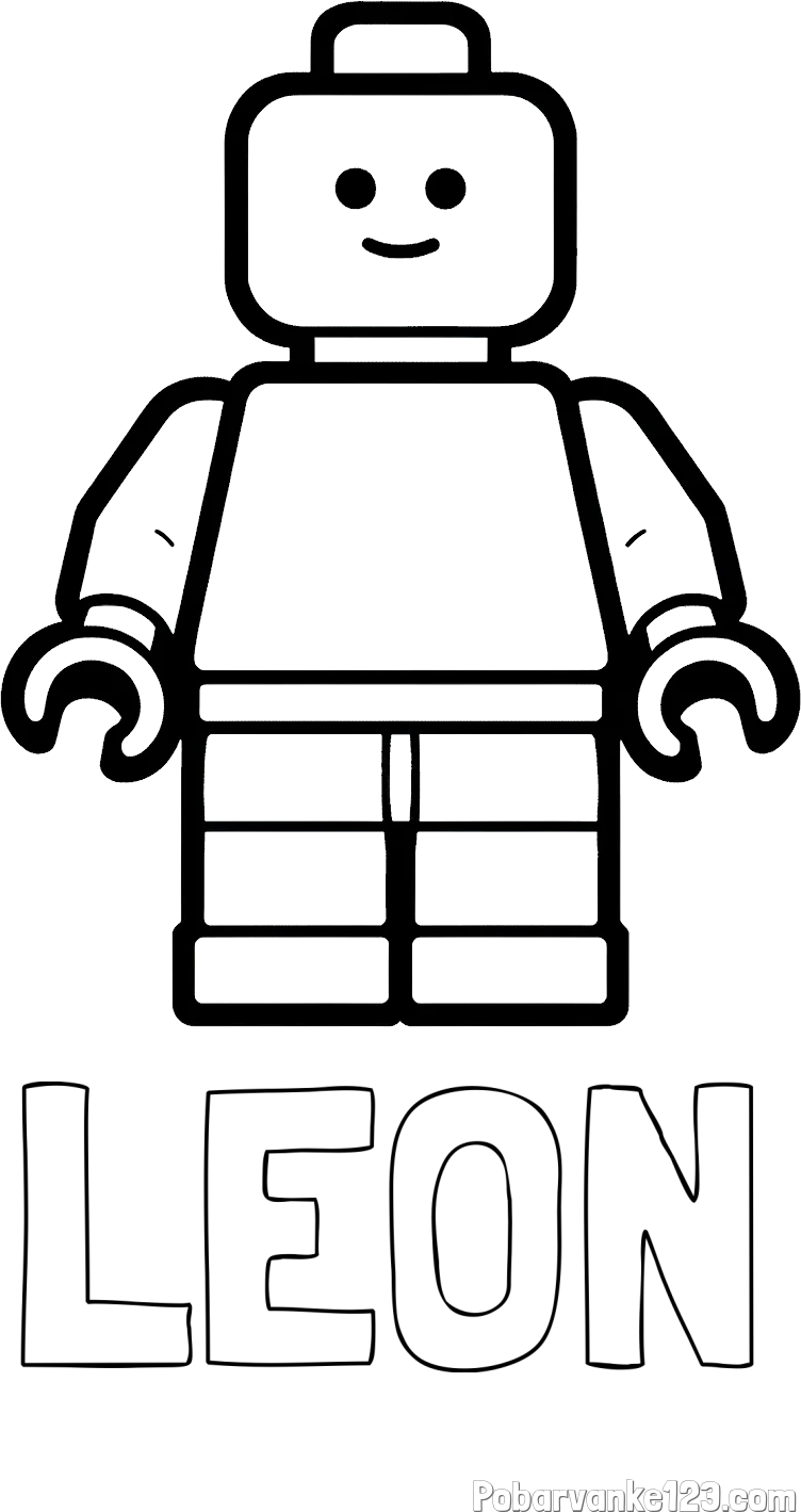 Pobarvanka imena LEON in pobarvanka LEGO figurice fanta