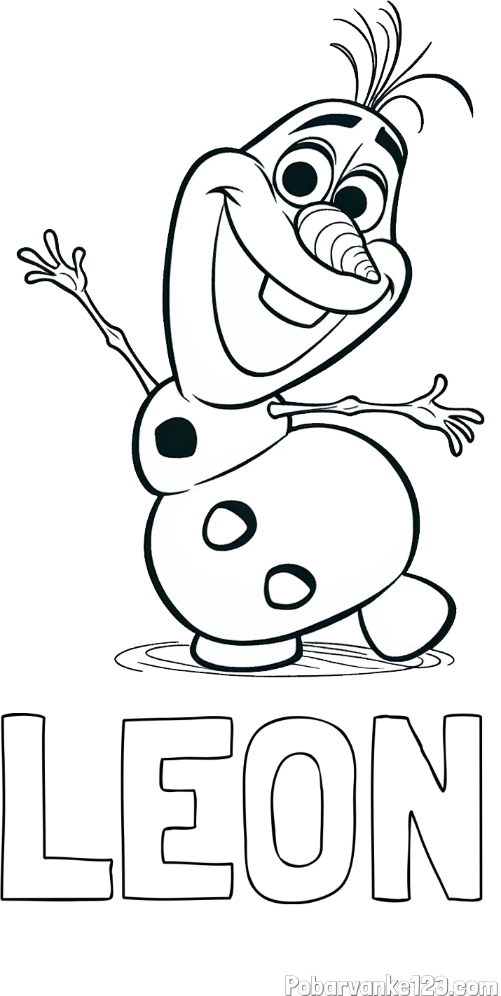 Pobarvanka imena LEON in pobarvanka Olaf