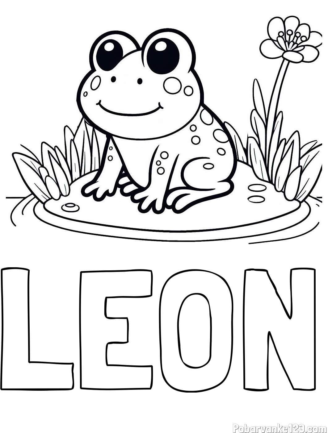 Pobarvanka imena LEON in pobarvanka žabe