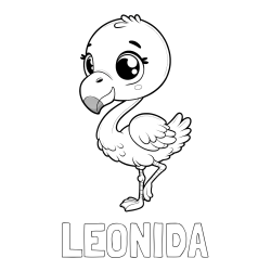 Online izdelana pobarvanka - Pobarvanka imena LEONIDA in otroška pobarvanka flaminga