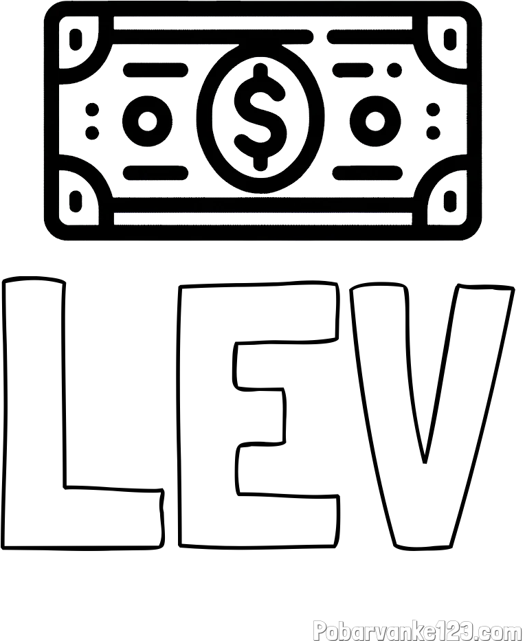 Pobarvanka imena LEV in otroška pobarvanka bankovca