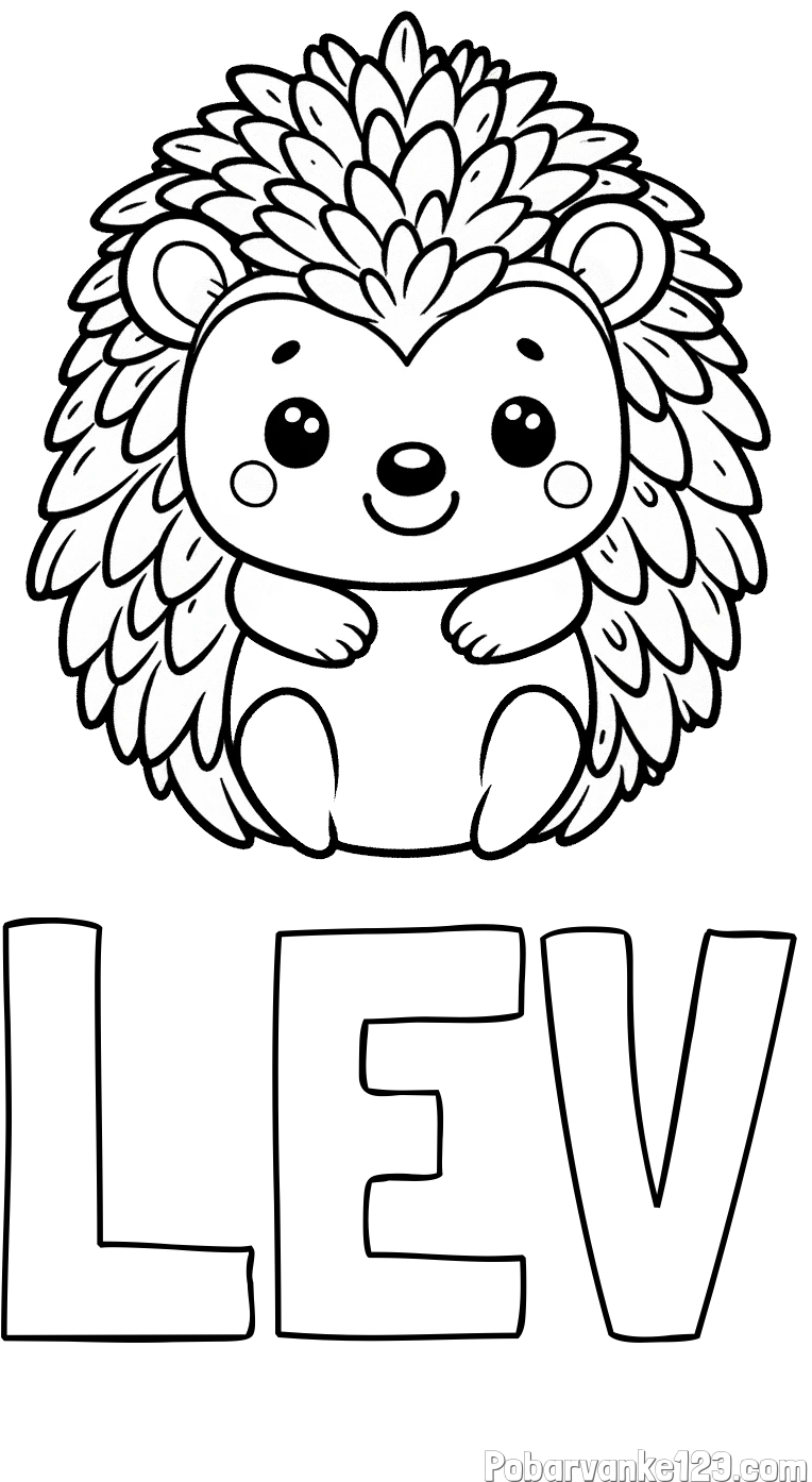 Pobarvanka imena LEV in pobarvanka prikupnega ježa
