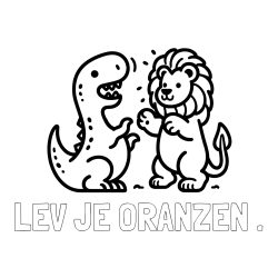 Online izdelana pobarvanka - Pobarvanka imena LEV JE ORANŽEN . in pobarvanka dinozavra, ki napada leva
