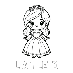 Online izdelana pobarvanka - Pobarvanka imena LIA 1 LETO in pobarvanka ljubke princeske