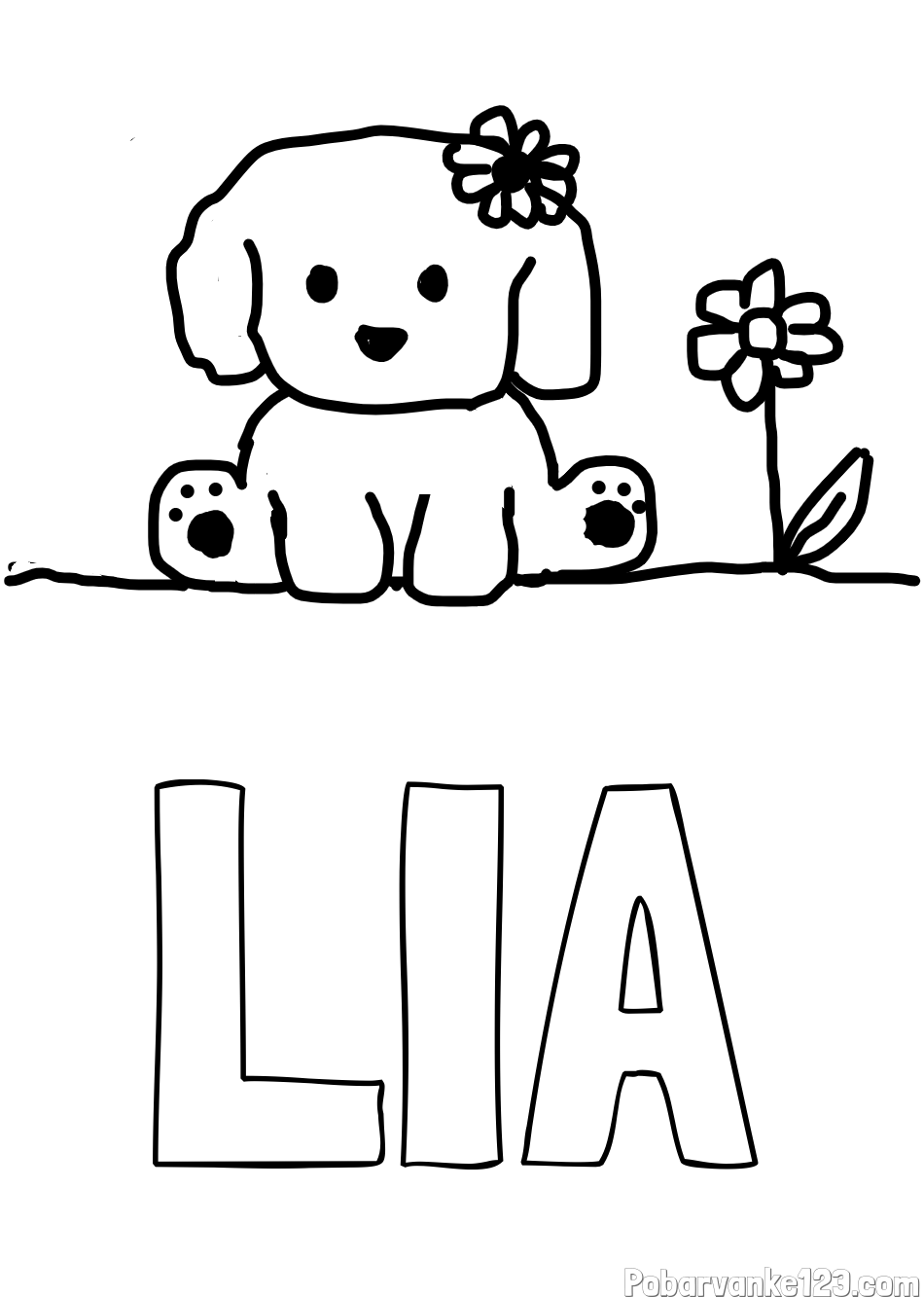 Pobarvanka imena LIA in KUŽIKA