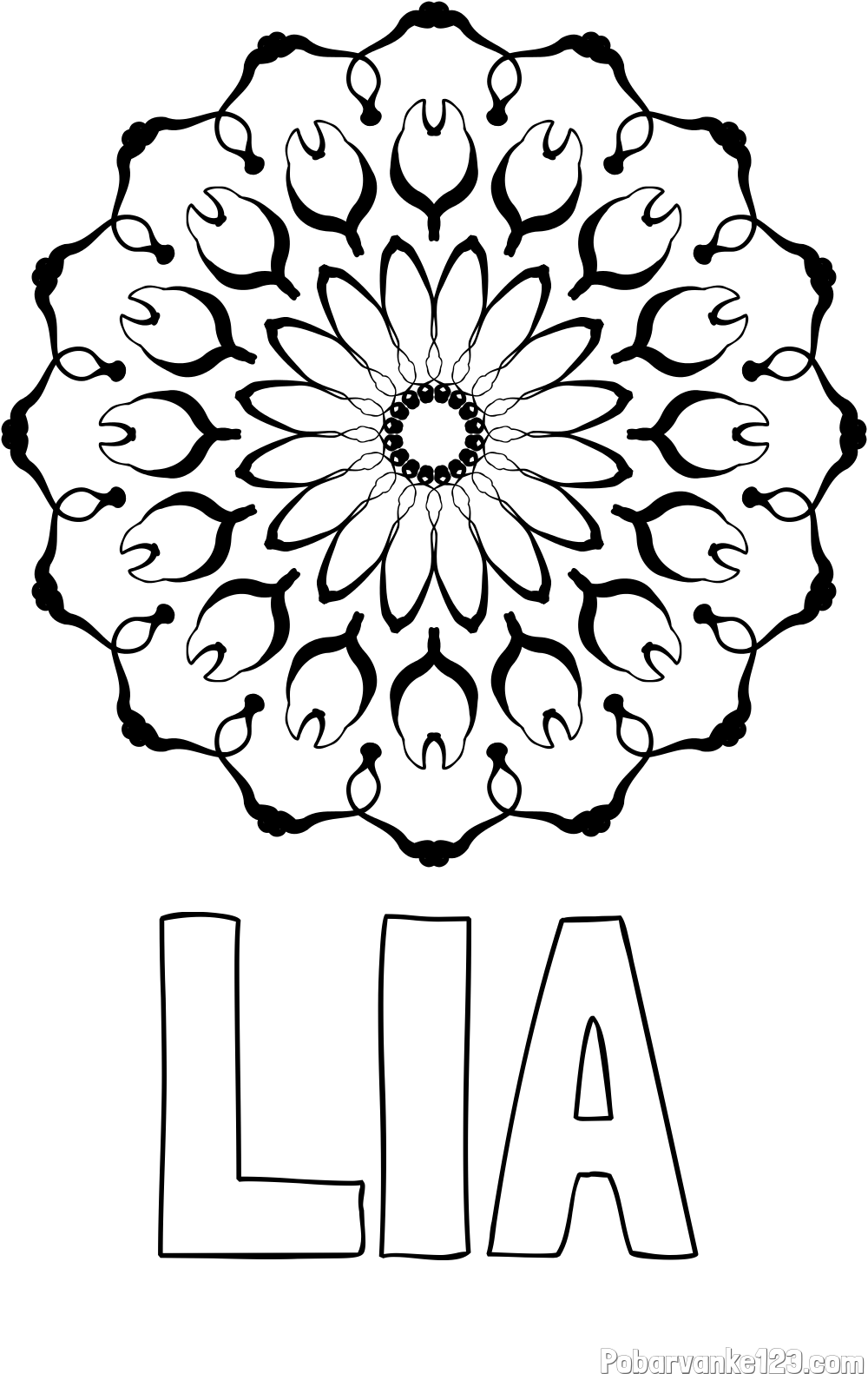 Pobarvanka imena LIA in mandale 3