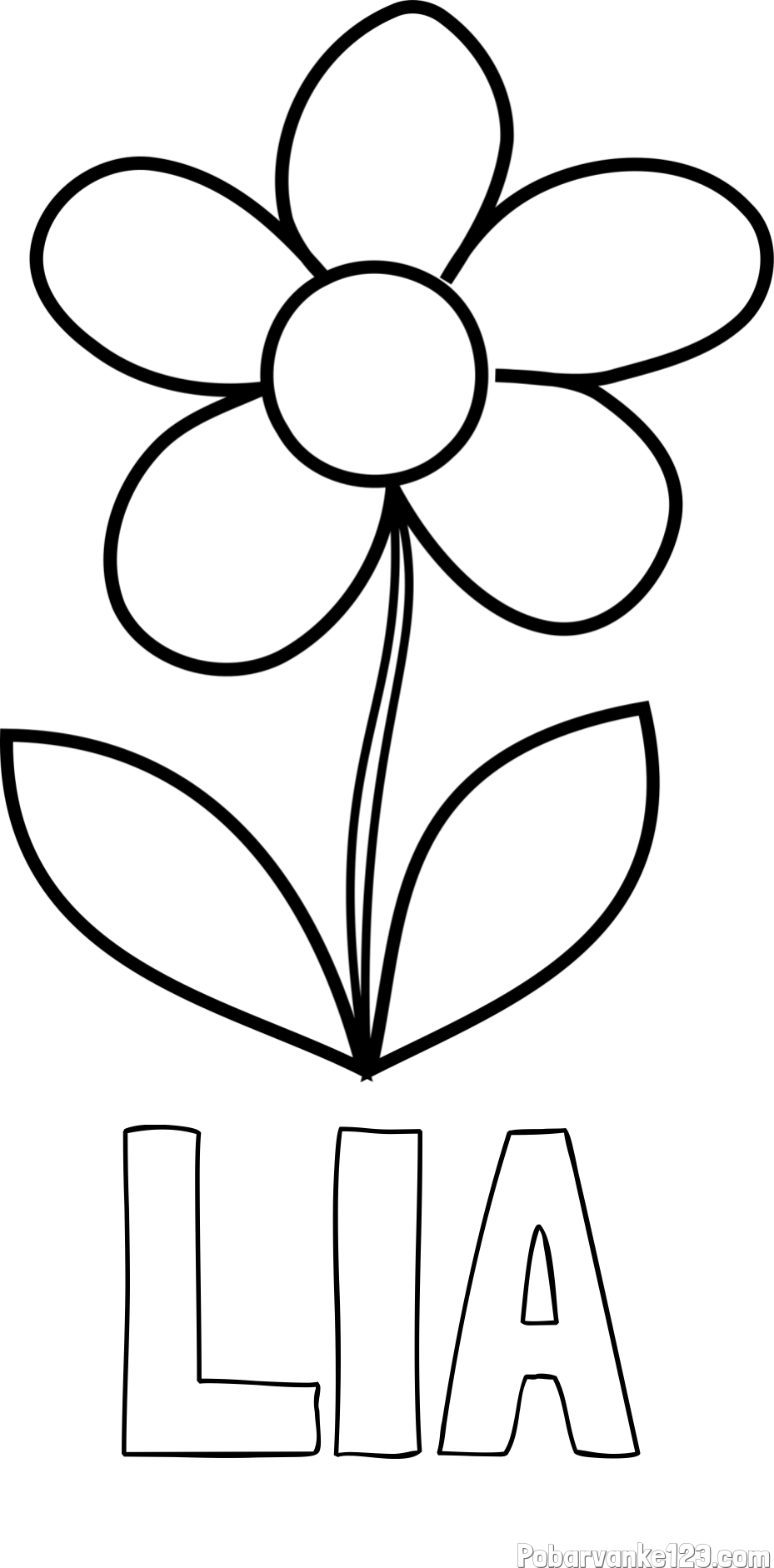 Pobarvanka imena LIA in otroška pobarvanka rože