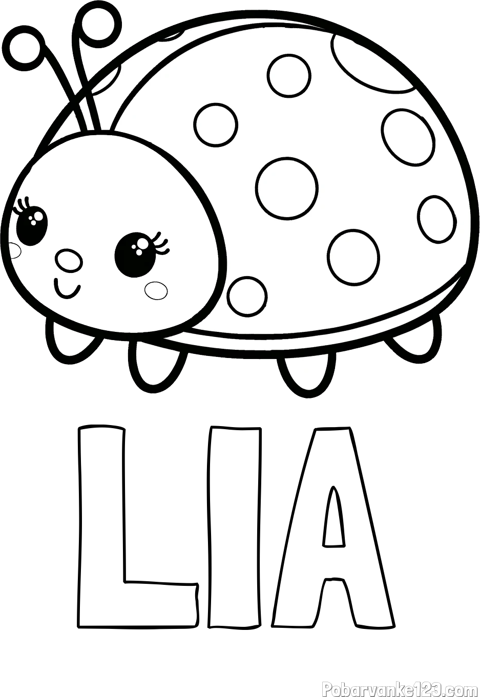 Pobarvanka imena LIA in pobarvanka ljubke pikapolonice