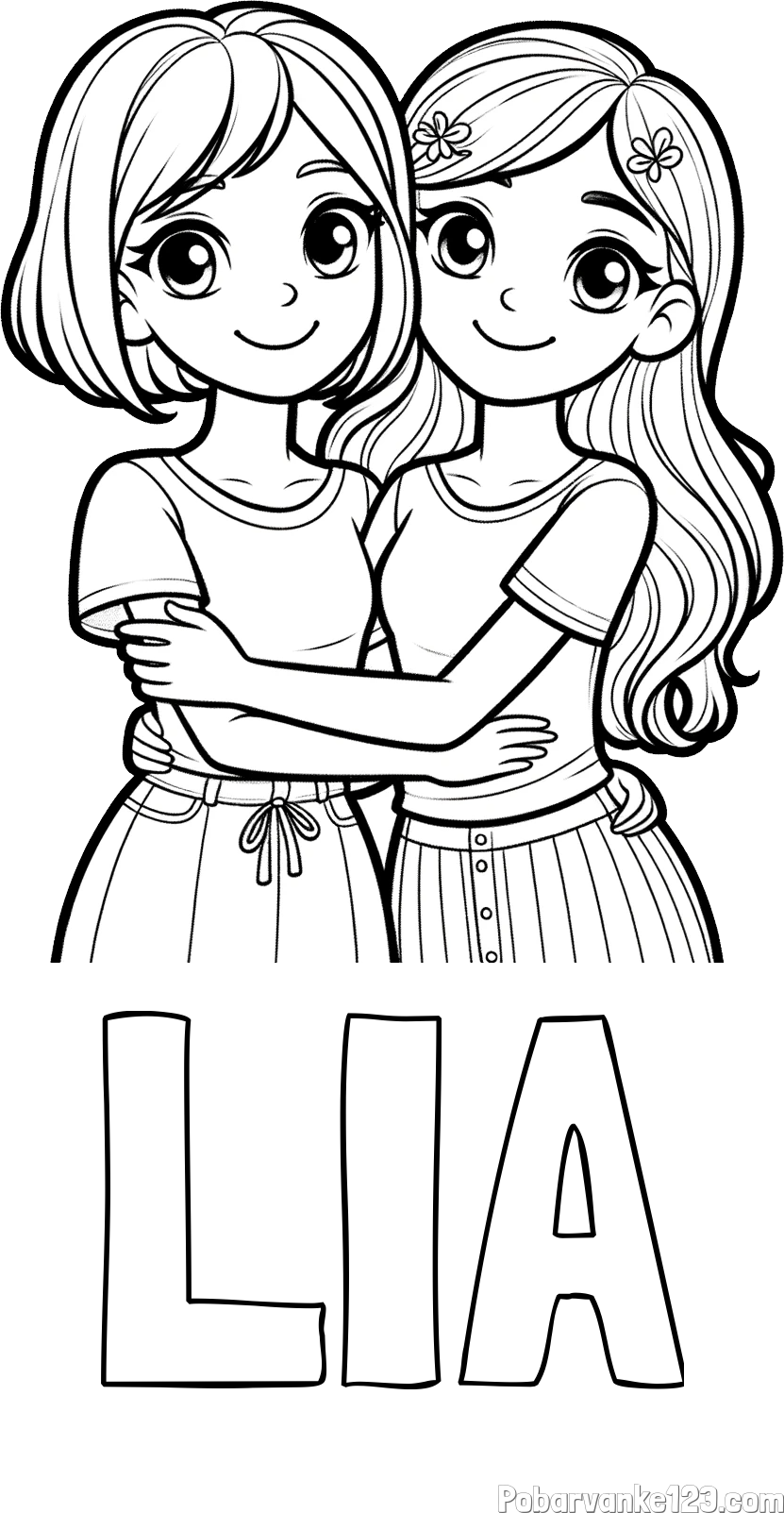 Pobarvanka imena LIA in pobarvanka ljubkih prijateljic