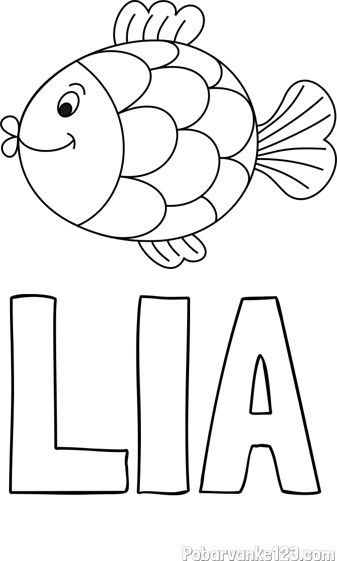 Pobarvanka imena LIA in pobarvanka ribice