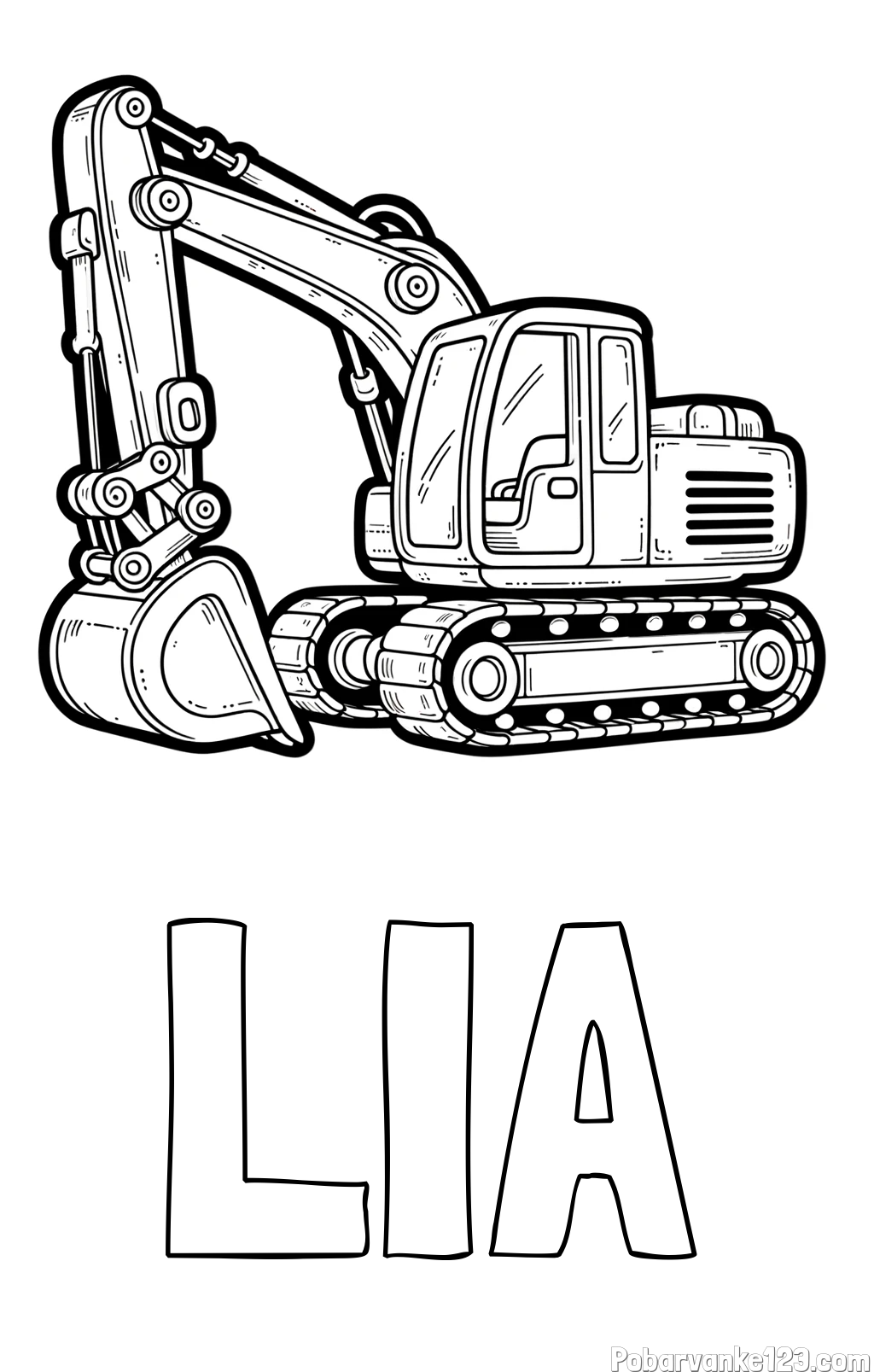 Pobarvanka imena LIA in pobarvanka velikega delovnega stroja - bagra