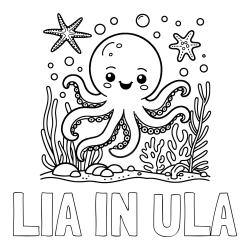 Online izdelana pobarvanka - Pobarvanka imena LIA IN ULA in pobarvanka hobotnice