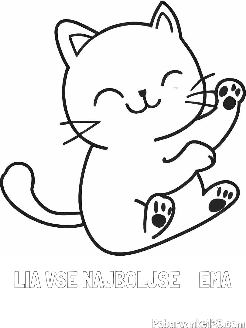 Pobarvanka imena LIA VSE NAJBOLJŠE    EMA in pobarvanka razigranega mucka