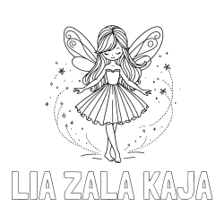 Online izdelana pobarvanka - Pobarvanka imena LIA ZALA KAJA in pobarvanka ljubke čarobne vile