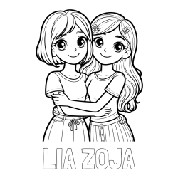 Online izdelana pobarvanka - Pobarvanka imena LIA ZOJA in pobarvanka ljubkih prijateljic