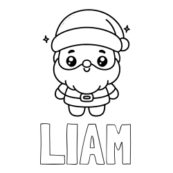 Pobarvanka imena LIAM in enostavna otroška pobarvanka Božička