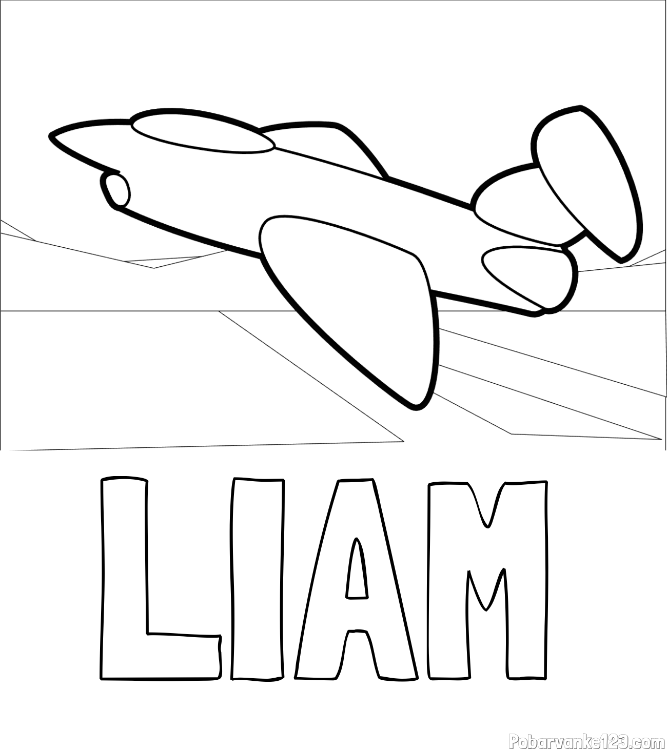 Pobarvanka imena LIAM in pobarvanka aviona med vzletom