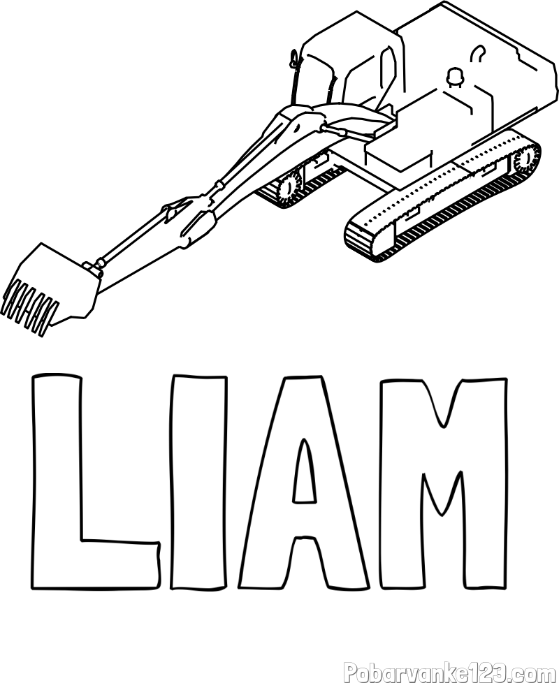 Pobarvanka imena LIAM in pobarvanka bagra
