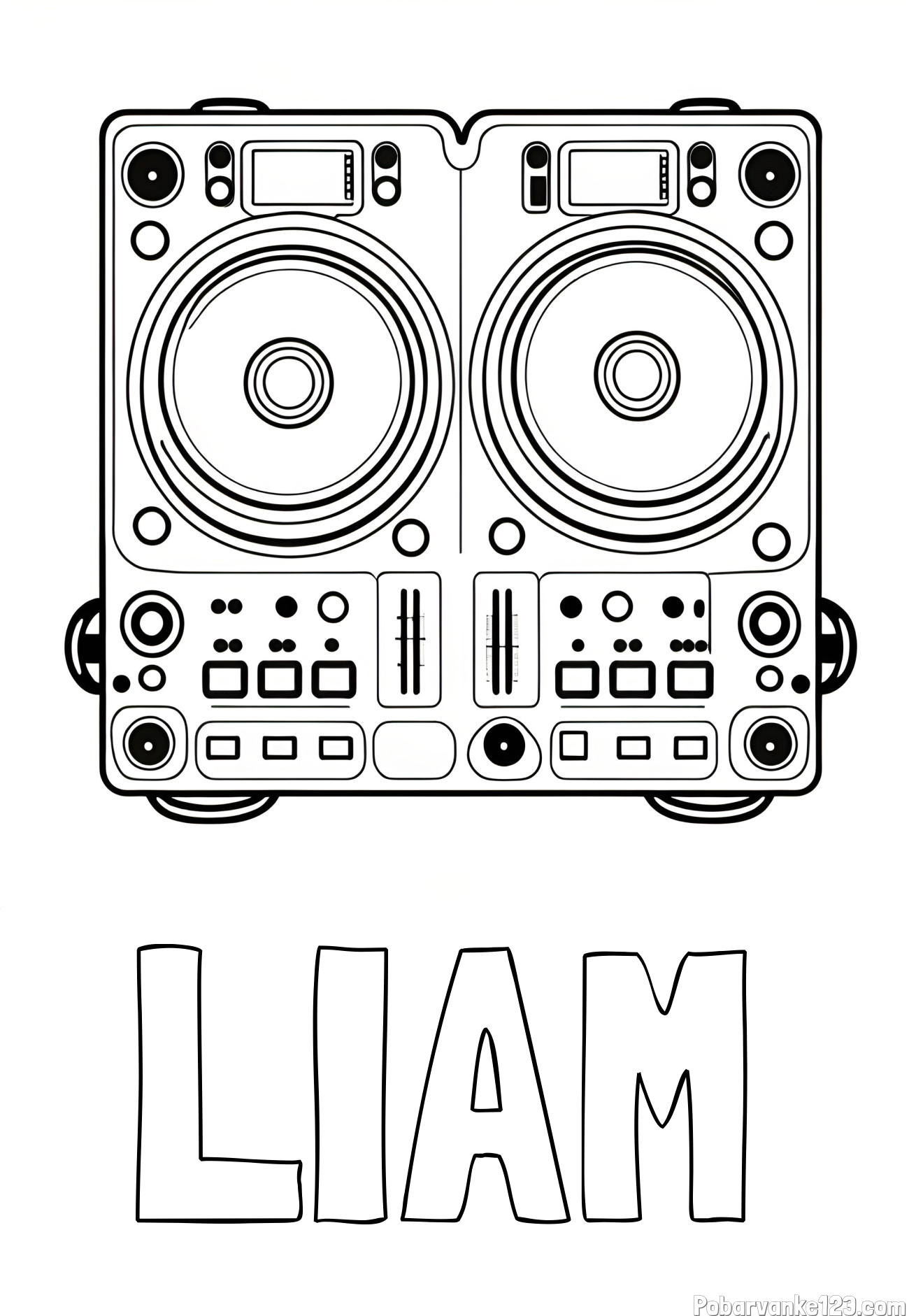 Pobarvanka imena LIAM in pobarvanka DJ MIXER