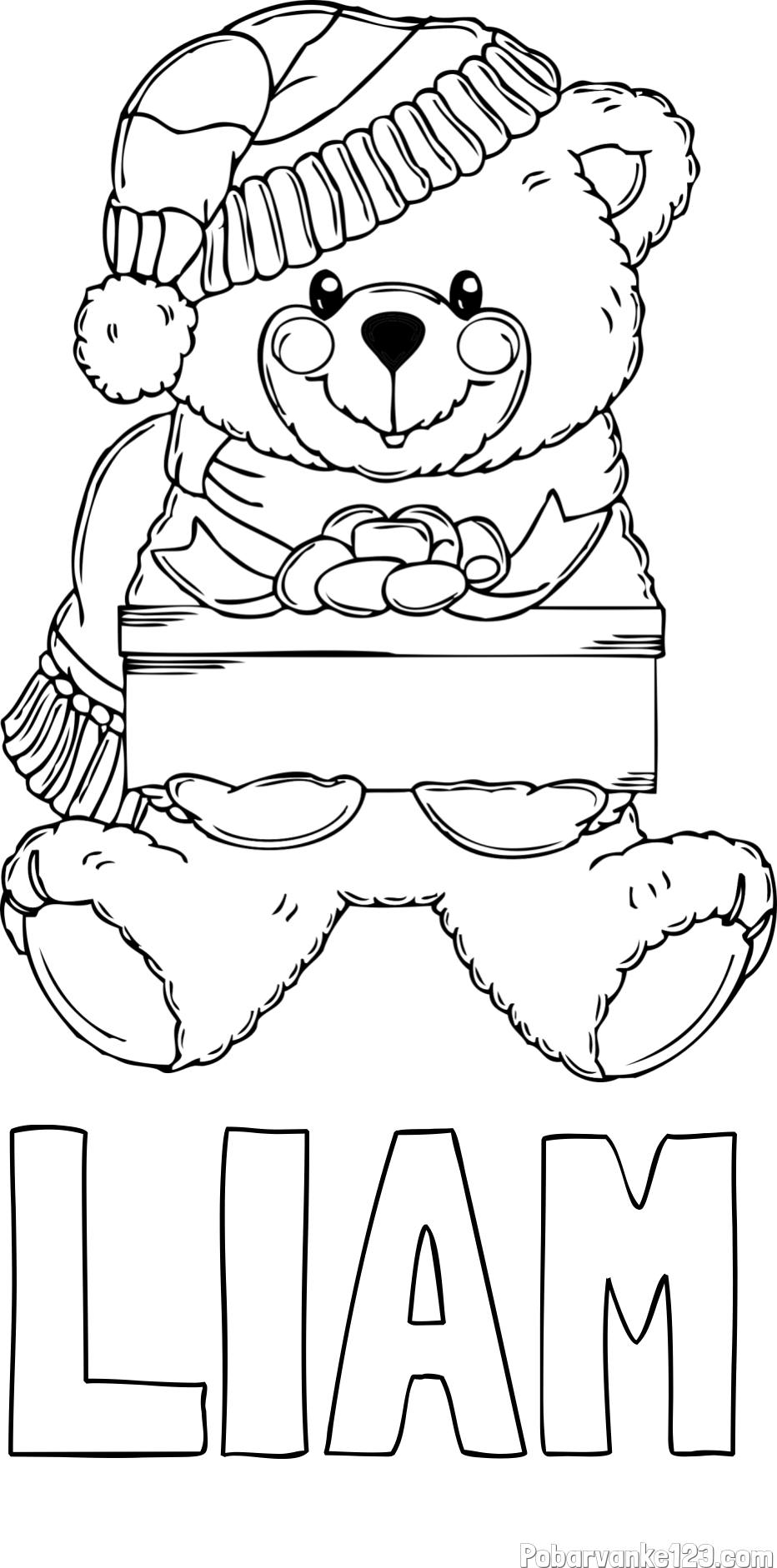 Pobarvanka imena LIAM in pobarvanka ljubkega medvedka