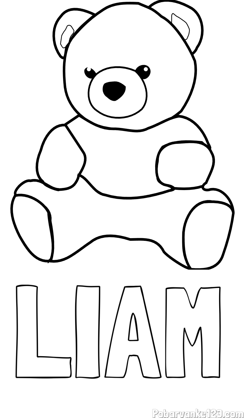 Pobarvanka imena LIAM in pobarvanka medvedka