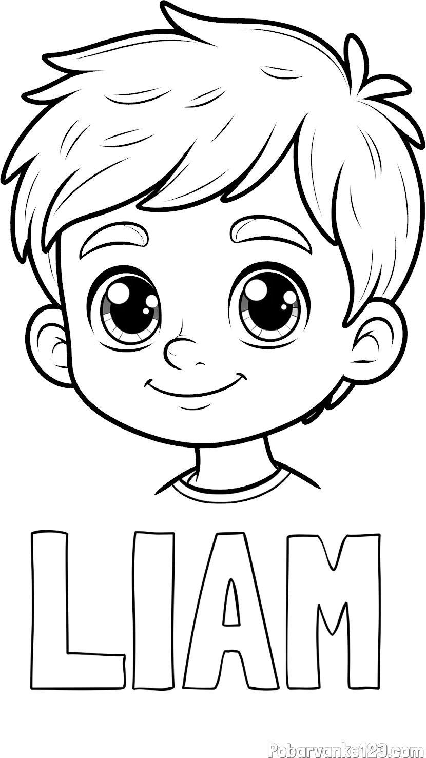 Pobarvanka imena LIAM in pobarvanka obraza fanta