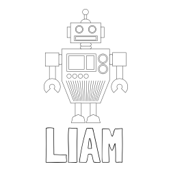 Online izdelana pobarvanka - Pobarvanka imena LIAM in pobarvanka robota z anteno