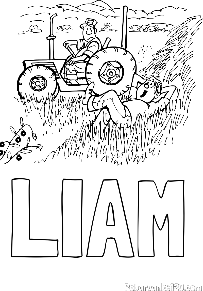 Pobarvanka imena LIAM in pobarvanka traktor