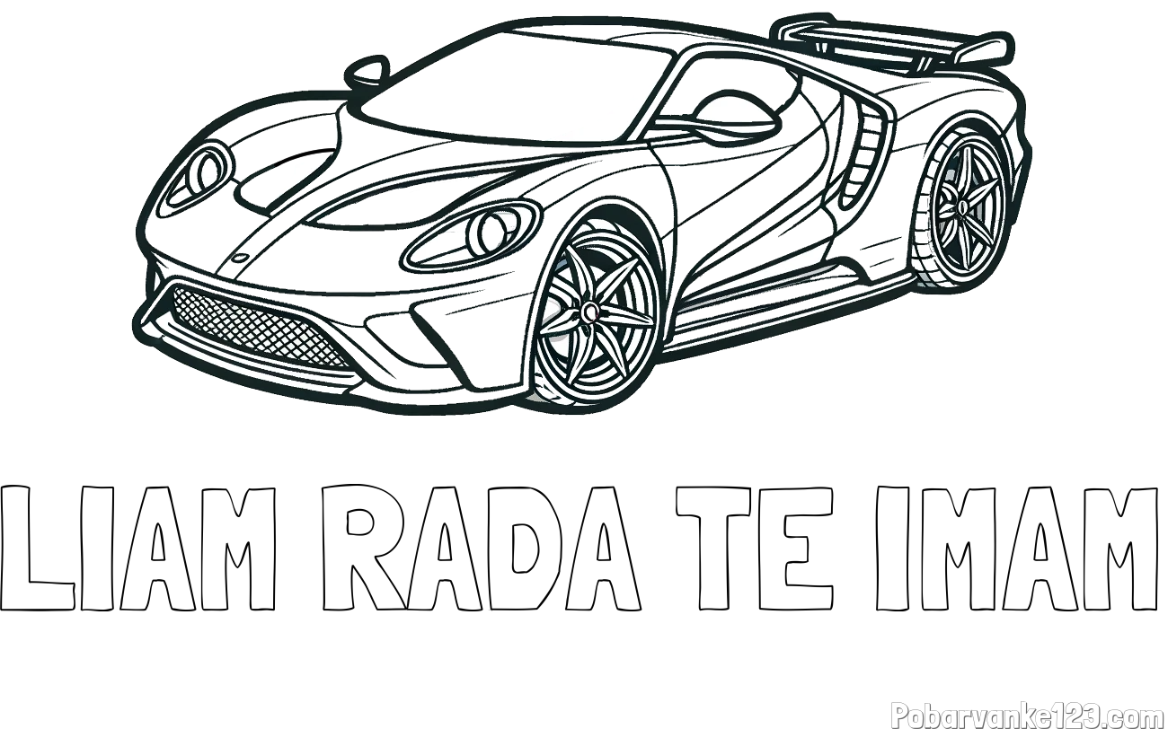 Pobarvanka imena LIAM RADA TE IMAM in Športni avtomobil