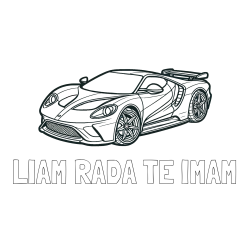 Online izdelana pobarvanka - Pobarvanka imena LIAM RADA TE IMAM in Športni avtomobil