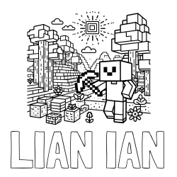 Online izdelana pobarvanka - Pobarvanka imena LIAN IAN in pobarvanka Minecraft sveta