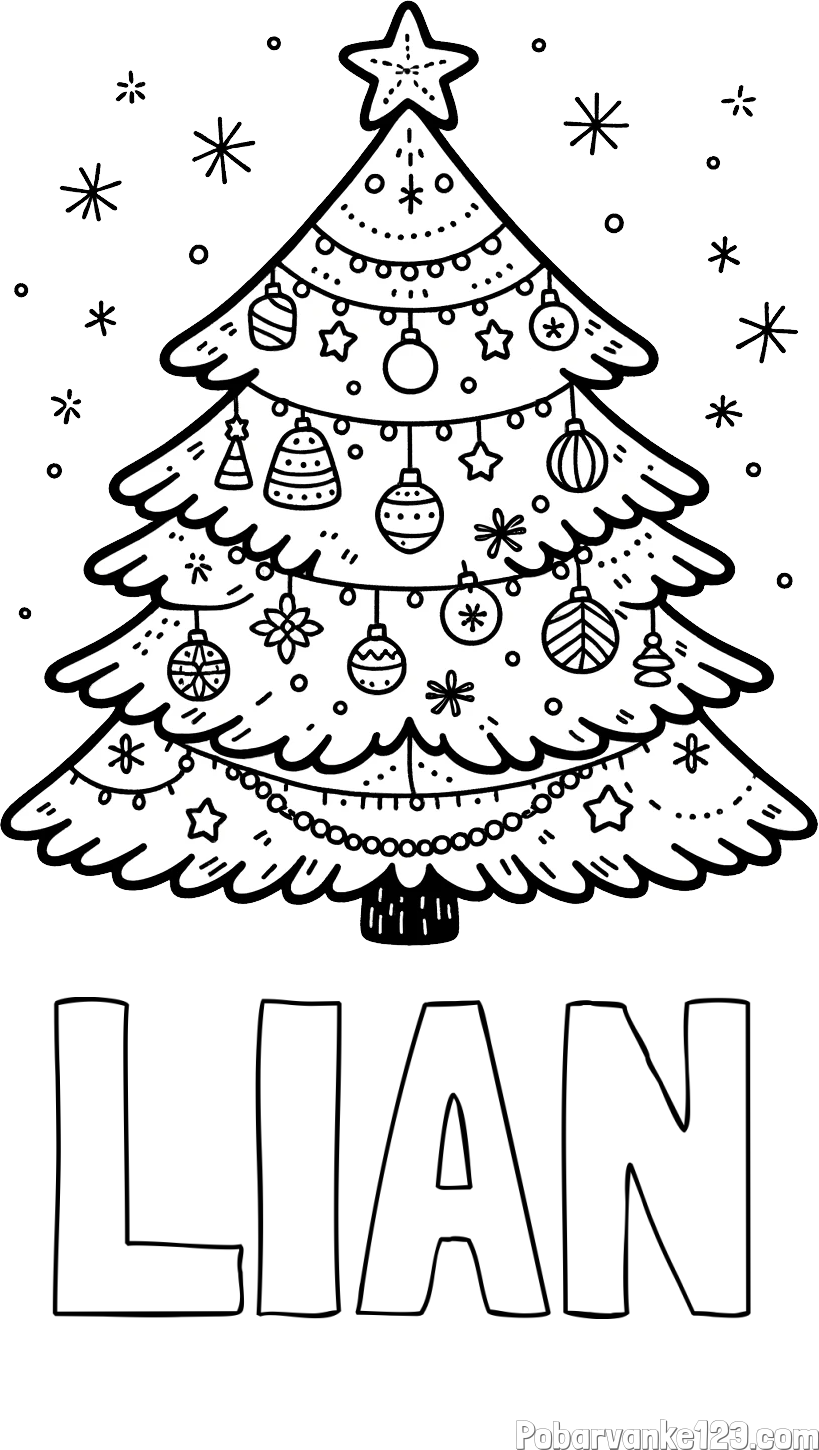 Pobarvanka imena LIAN in pobarvanka novoletne jelke