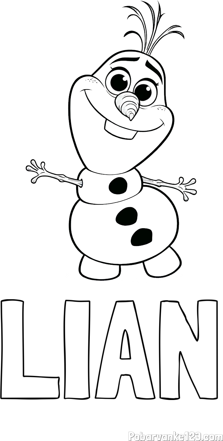 Pobarvanka imena LIAN in pobarvanka prisrčnega snežaka Olaf