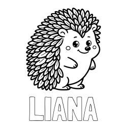 Pobarvanka imena LIANA in pobarvanka prisrčnega ježka